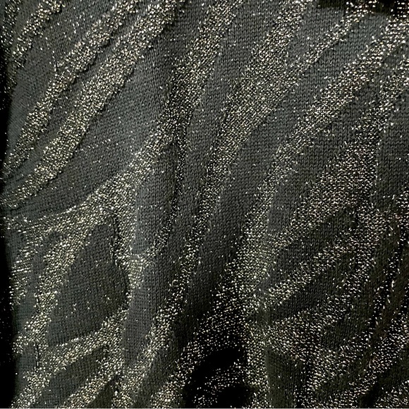 NWT Dana Buchman Black Silver Metallic Textured Scoop Neck Sweater Sz L - Picture 4 of 6